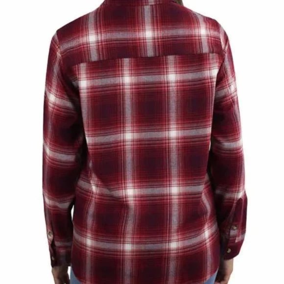 JACHS Girlfriend Women's Shirt Shacket Button Down Flannel Red Plaid Size XL - Picture 3 of 9